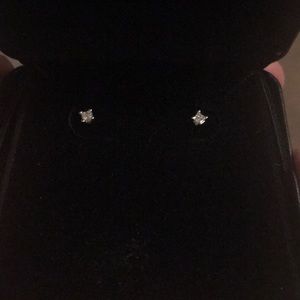 COPY - 14k white gold princess-cut diamond earrin…